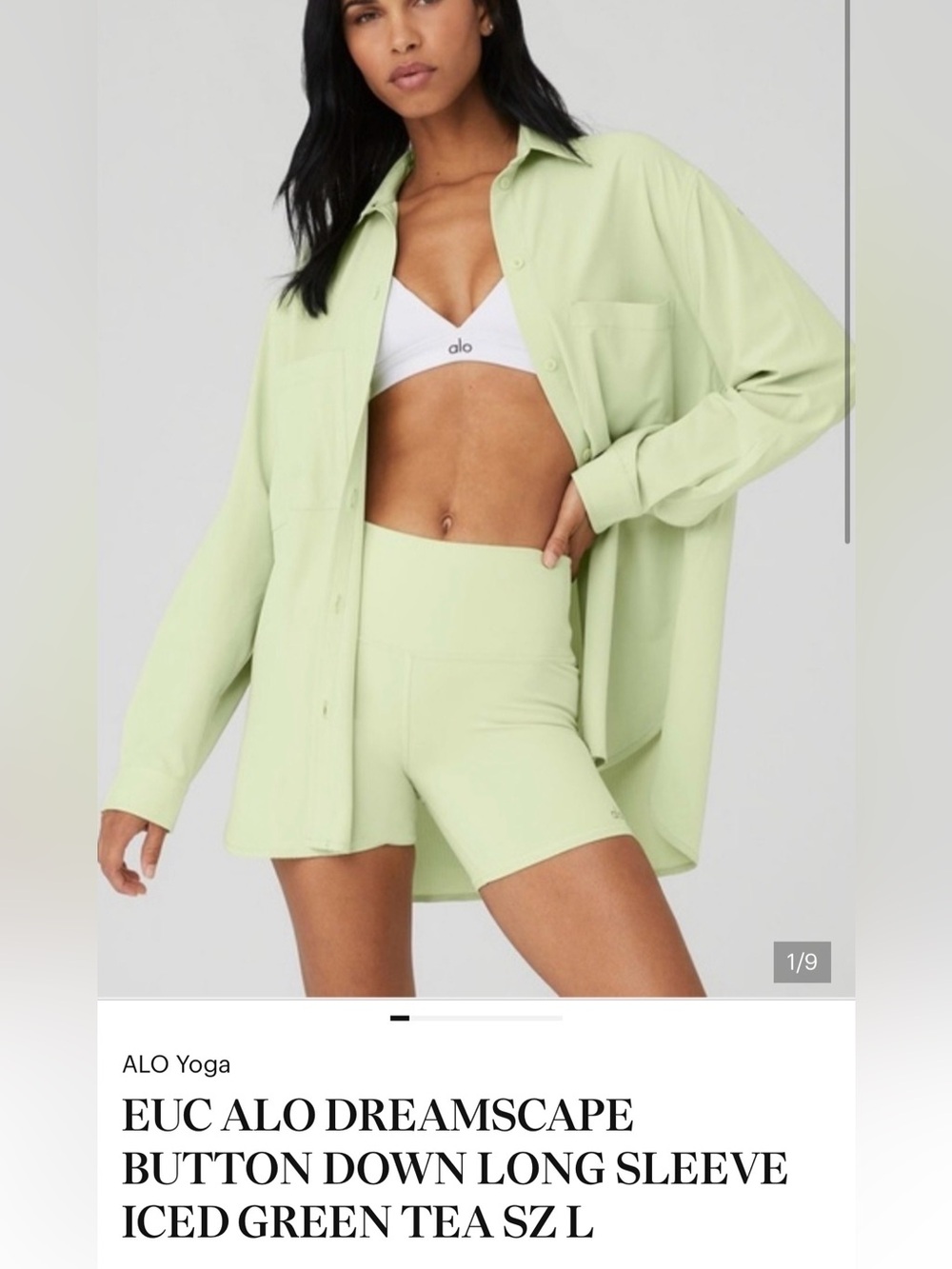 ALO Yoga Iced Green Tea Button-Down Long Sleeve Shirt